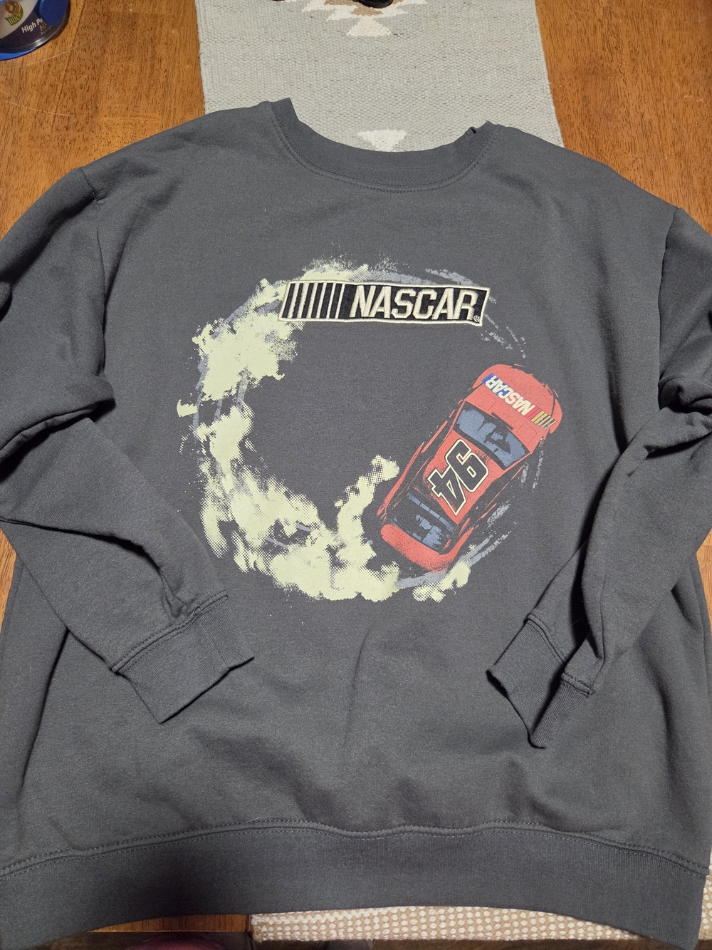 Nascar Black Crewneck Sweatshirt with Red Race Car Graphic